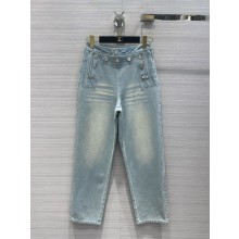 Chanel Iridescent Washed Denim Blue & Silver jeans P76228 2024