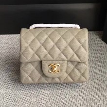 Chanel Classic Flap Mini Bag A1115 in Caviar Leather Grey with Golden Hardware