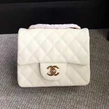 Chanel Classic Flap Mini Bag A1115 in Caviar Leather White with Golden Hardware