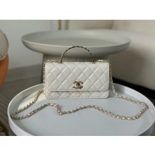 CHANEL LAMBSKIN Clutch with Chain AP3797 white 2024
