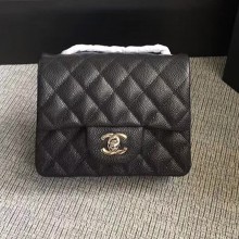 Chanel Classic Flap Mini Bag A1115 in Caviar Leather Black with Silver Hardware