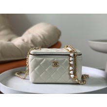 CHANEL Shiny Crumpled Calfskin Clutch with Chain AP3784 white 2024