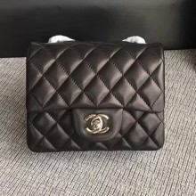 Chanel Classic Flap Mini Bag A1115 in Lambskin Leather Black with Silver Hardware