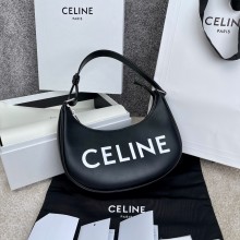 CELINE Ava Bag in Smooth Calfskin with Celine Print BLACK