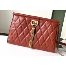 Givenchy Quilted Logo Chain Clutch Bag Red 2019