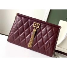 Givenchy Quilted Logo Chain Clutch Bag Burgundy 2019