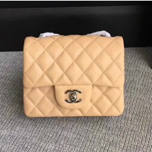 Chanel Classic Flap Mini Bag A1115 in Lambskin Leather Apricot with Silver Hardware