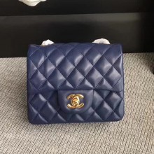 Chanel Classic Flap Mini Bag A1115 in Lambskin Leather Sapphire with Golden Hardware