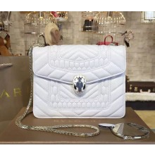 BVLGARI SERPENTI FOREVER FLAP COVER BAG WITH A QUILTED SCAGLIE MOTIF WHITE
