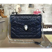 BVLGARI SERPENTI FOREVER FLAP COVER BAG WITH A QUILTED SCAGLIE MOTIF BLACK