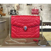BVLGARI SERPENTI FOREVER FLAP COVER BAG WITH A QUILTED SCAGLIE MOTIF RED