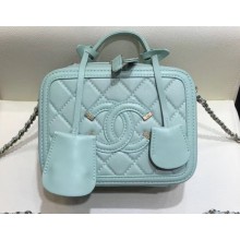 Chanel CC Filigree Grained Vanity Case Mini Bag A93342 Pale Green