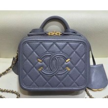 Chanel CC Filigree Grained Vanity Case Mini Bag A93342 Gray