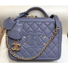 Chanel CC Filigree Grained Vanity Case Medium Bag A93343 Gray