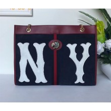 Gucci Rajah Large Tote with NY Yankees™ Patch ‎537219 Dark Blue 2018