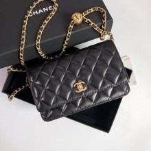 Chanel Gold-Tone Metal WOC Bag AP1450 Black 2022