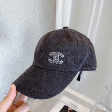 Chanel logo Denim hat black