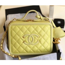 Chanel CC Filigree Grained Vanity Case Bag A93343 Yellow 2018