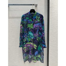 DIOR Purple Multicolor Cotton Voile with Toile de Jouy Voyage Motif blouse 2023