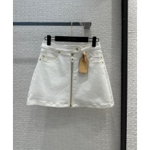 louis vuitton bleached denim Skirt white 2023 