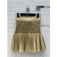 DIOR Beige Cotton Gabardine Pleated Short Skirt 2023