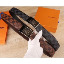 Louis Vuitton Damier Graphite/Damier Ebene Canvas Belt 3.5cm Width Silver Hardware 2018