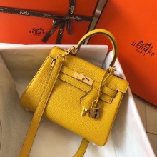 Hermes mini kelly 20 bag Yellow in clemence leather with goldenhardware