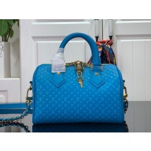 louis vuitton Speedy Bandoulière 20 bag in Monogram motif embossed leather M22596 BLUE 2023