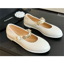 Chanel WHITE LAMBSKIN Mary Janes G45778 2024