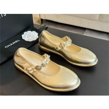 Chanel GOLD LAMBSKIN Mary Janes G45778 2024