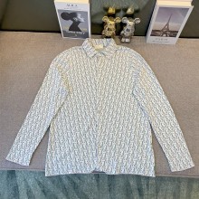 Dior MEN'S White, Mauve and Sea Green Cotton Jacquard OBLIQUE Shirt 2023