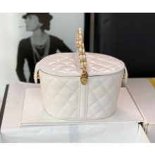 Chanel Quilted Lambskin Picnic Clutch Bag White 2023