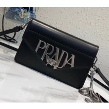 Prada Two-tone Brushed Leather Shoulder Bag 1BD101 Black 2018