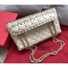 Valentino Rockstud Spike Clutch in Lambskin Leather White 2018