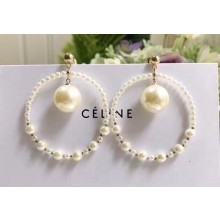 Celine Pearl Hoop Earrings White 2018