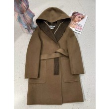 LOEWE Hooded coat in wool and cashemere tan 2022