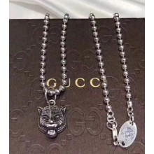 Gucci Necklace in Silver with Feline Head 433608 2018