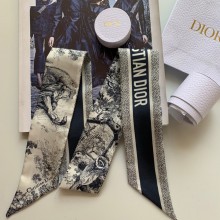 Dior Ivory and black Silk Twill Toile de Jouy Sauvage Mitzah Scarf 2022