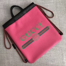 Gucci Print Leather Vintage Logo Drawstring Small Backpack Bag 523586 Fuchsia 2018