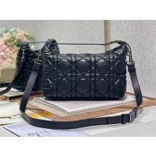 dior large nomad pouch in black Macrocannage Calfskin 2023