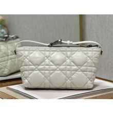 Dior medium DiorTravel Nomad Pouch Bag in Macrocannage Calfskin White 2022