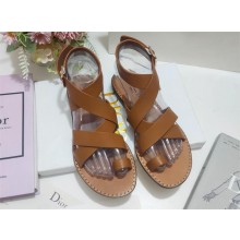 Dior Dioriviera Sun Toe-Ring Sandal in camel calfskin 2024