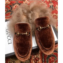 Gucci Princetown Jordaan Fur Wool Slipper Velvet Caramel 2018