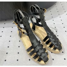 Dior Dioriviera Marine Sandal in black calfskin 2024