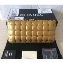 Chanel metallic lambskin & light gold metal gold evening bag A94403