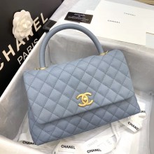 Chanel Caviar Leather Medium Cocohandle Chain Bag gray WITH GOLD HARDWARE (ORIGINAL QUALITY)
