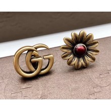 Gucci Double G Flower Stud Small Earrings Gold 2018