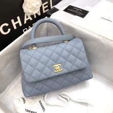 Chanel Caviar Leather small Cocohandle Chain Bag gray WITH GOLD HARDWARE (ORIGINAL QUALITY)