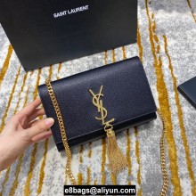 saint laurent Kate chain and tassel bag in caviar leather 474366 black/gold