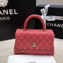 Chanel Caviar Leather small Cocohandle Chain Bag rouge WITH GOLD HARDWARE (ORIGINAL QUALITY)